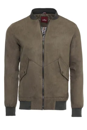 WSS Flap Pockets Suede Khaki Men Bomber Coat  - Singen